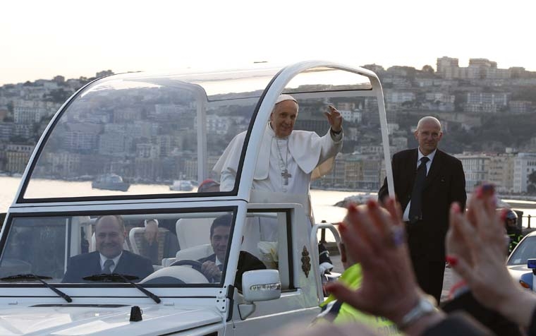 Pope preaches hope to Naples’ unemployed, immigrants, prisoners