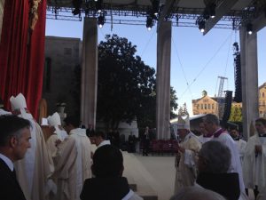 Pope Francis at the Mass of Canonization of St. Junipero Serra at the Basilica of the National Shrine of the Immaculate Conception in Washington, DC Sept. 23, 2015. (Photo courtesy Father Christopher Seibt.)