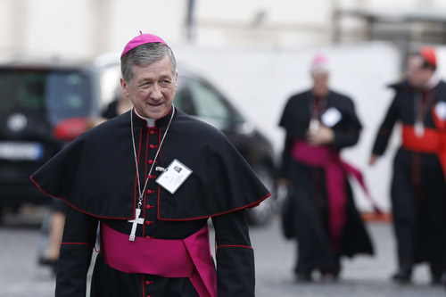 Archbishop Blase J. Cupich of Chicago arrives for Synod of Bishops on family at Vatican