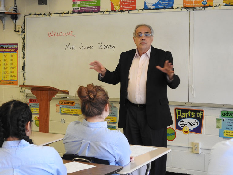 Zogby talks data, more  at Utica alma mater