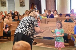 Students and staff at Holy Family School in Fairmount celebrated the golden jubilee of their principal, Sister Christina Marie Luczynski, CSSF, June 3. (Sun photo | Katherine Long)