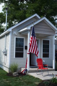 A Tiny Home for Good, Inc.'s first completed home at 112 Rose Avenue in Syracuse. (Sun photo | Chuck Wainwright)