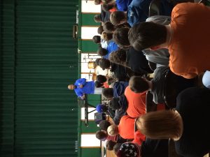 National Catholic speaker Brian Greenfield addresses the teens at Seek and Serve, held at Bishop Ludden Jr./Sr. High School in Syracuse Nov. 13. (Photo courtesy Julie Hagan)