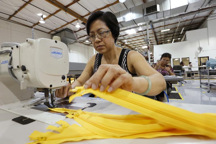 Women work in sewing area at UTC Aerospace Systems in Phoenix