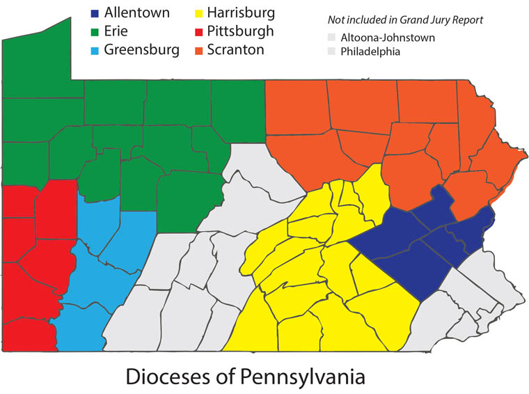 MAP SIX PENNSYLVANIA DIOCESES