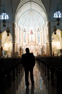 Bishop-elect Lucia takes in the beauty of the Basilica of the Sacred Heart of Jesus. (Sun photos by Chuck Wainwright