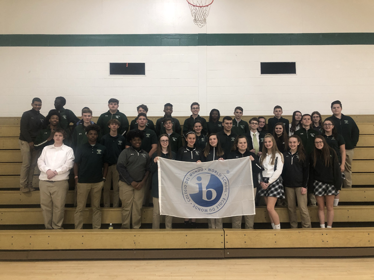 Students and IB Flag