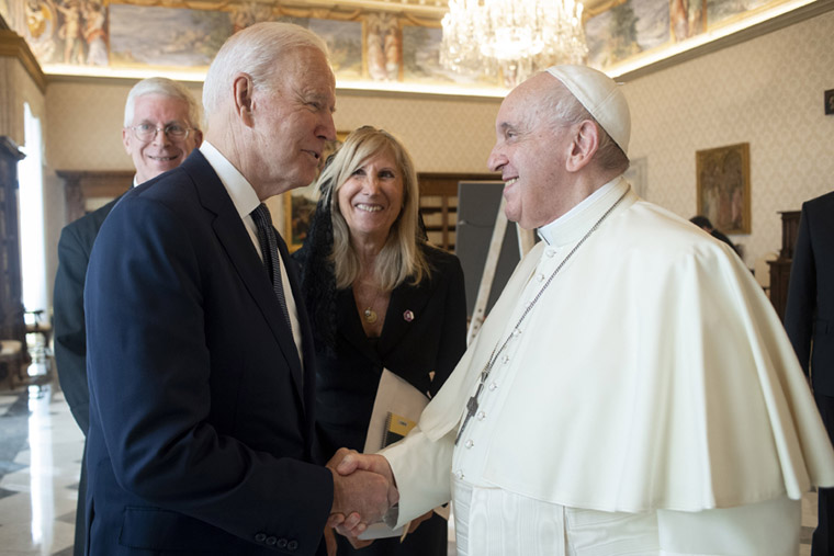 Biden attends Mass in Rome, tells reporters of his admiration for Pope, visits Le Moyne VP