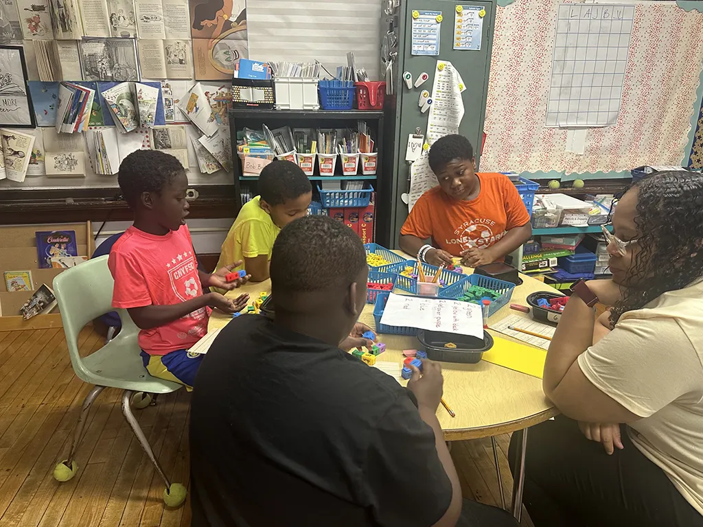Students practice using phonemes to build words.. Photo submitted