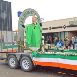 Jim Sullivan does the honors at St. Patrick for Utica’s parade. (Photo courtesy Tom Loughlin Jr.)